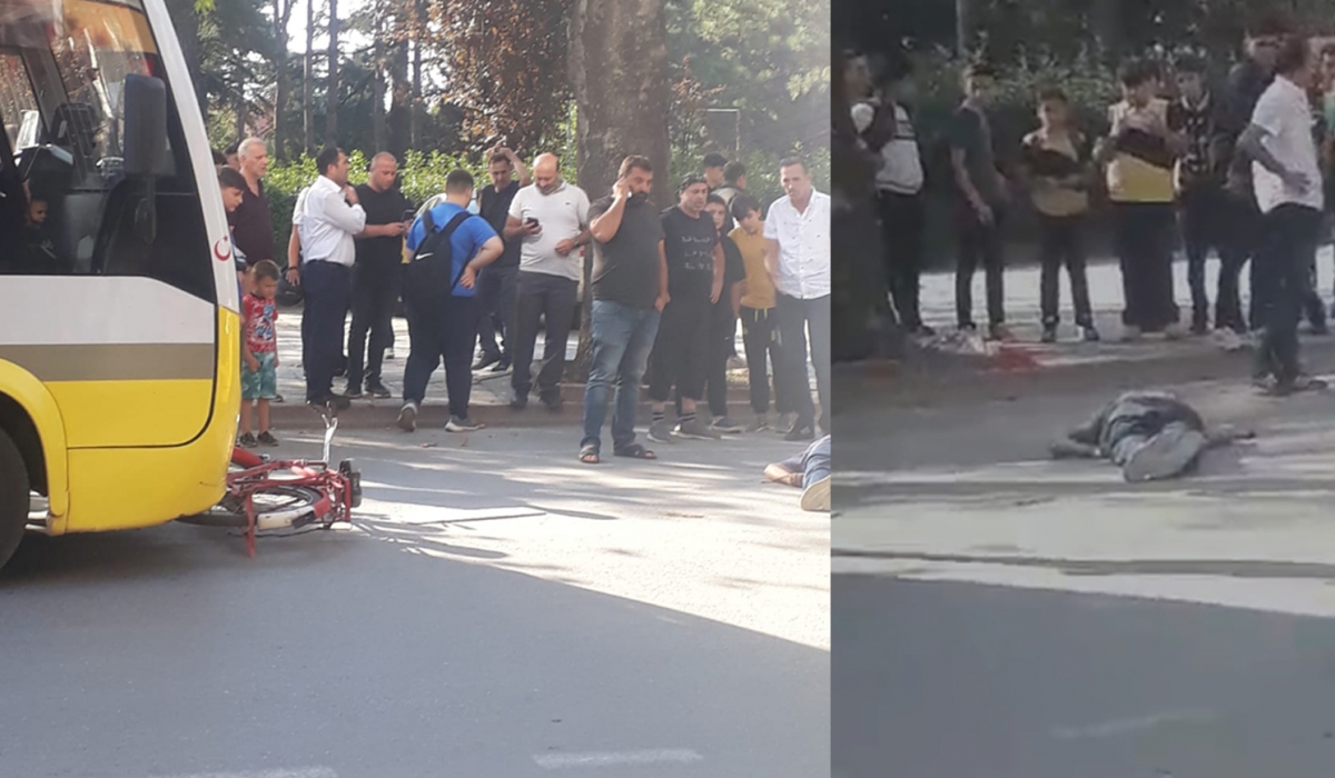 Halk Otobüsü Bisiklet Sürücüsüne Çarptı