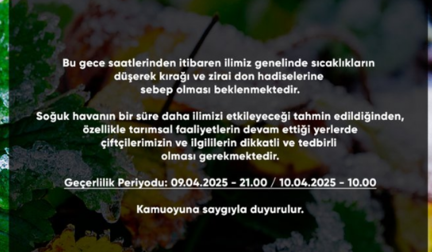 Valilik uyardı! Bu geceye dikkat
