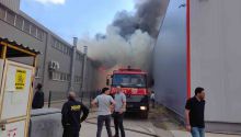 İnegöl'de OSB'de yanan fabrika havadan görüntülendi