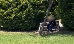 İnegöl Şehir Parkı'nda kimseye aldırış etmeden dakikalarca!!!