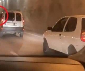 Düğün konvoyu tehlike saçtı... Tünelde arka arkaya ateş açtı