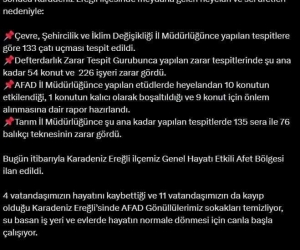Bakan Yerlikaya: “Bugün itibarıyla Karadeniz Ereğli ilçemiz ‘Genel Hayata Etkili Afet Bölgesi’ ilan edildi”