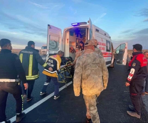 Siverek’te vinç şarampole devrildi: 2 yaralı