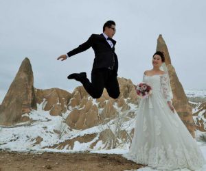 Çinli çiftler gelin damat fotoğrafı için Kapadokya’ya geliyor
