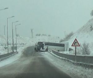 Tunceli’de kayganlaşan yolda kaza: Otobüs yoldan çıktı