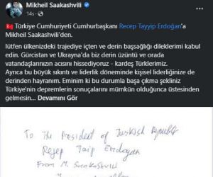 Gürcistan’ın tutuklu lideri Saakaşvili’den Cumhurbaşkanı Erdoğan’a taziye mesajı