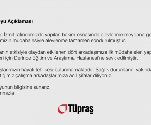 4 işçinin yaralandığı olay sonrası Tüpraş’tan açıklama