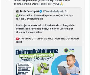 Tuzla Belediyesi’nden deprem bölgesindeki çocuklar için tablet kampanyası