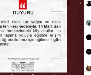 Yozgat’ta öğrencilerin ’kar tatili’ mesajları gülümsetti