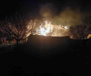 İzmir’de soba kaynaklı çıkan yangında bir ev alev alev yandı