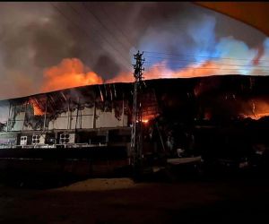 Elazığ’da tavuk fabrikası alev alev yandı
