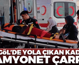 İnegöl'de yola çıkan kadına kamyonet çarptı
