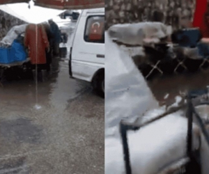 Yağmur pazarcı esnafını vurdu