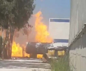 Alçı fabrikasında LPG tankı patladı