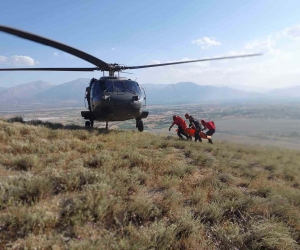 Maden araştırması yaparken yaralanan jeoloji mühendisi helikopterle kurtarıldı