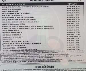 Berber fiyatlarına zam