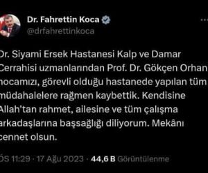 Sağlık Bakanı Fahrettin Koca, Prof. Dr. Gökçen Orhan için taziye mesajı yayınladı