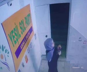 HDP binasına ispirto şişesi koyan kadının güvenlik kamera görüntüleri ortaya çıktı