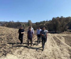 Vali İlhami Aktaş, yangından etkilenen köylerde incelemelerde bulundu