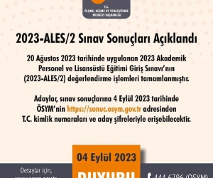 2023-ALES/2 sonuçları açıklandı