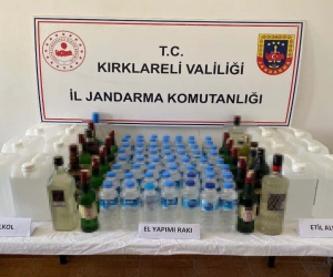 Kırklareli’nde 140 litre kaçak içki ele geçirildi