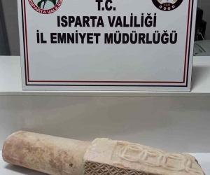 Isparta’da Büyük Selçuklu dönemine ait mermer sütun ele geçirildi