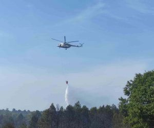 Tekirdağ’daki yangında hava desteği: Helikopter ile müdahale ediliyor