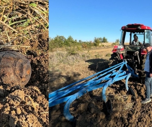 İnegöl'de Tarla İçinde Bulunan El Bombası Bulundu