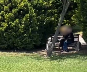 İnegöl Şehir Parkı'nda kimseye aldırış etmeden dakikalarca!!!