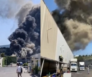 Fabrika yangınında dumanlar gökyüzünü kapladı