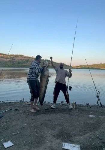 Bursa’da iki arkadaş oltayla 165 santimetrelik balık tuttu