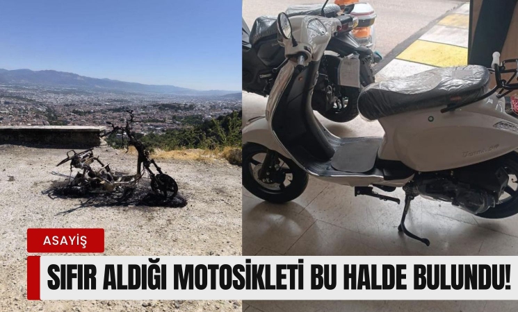 Sıfır aldığı motosikleti bu halde bulundu!