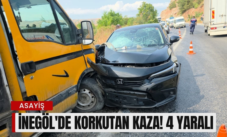 İnegöl'de korkutan kaza! 4 yaralı 