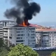 6 katlı binanı çatısı küle döndü